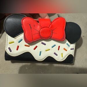 Loungefly Disney confetti Minnie Mouse Wallet with Red Bow
